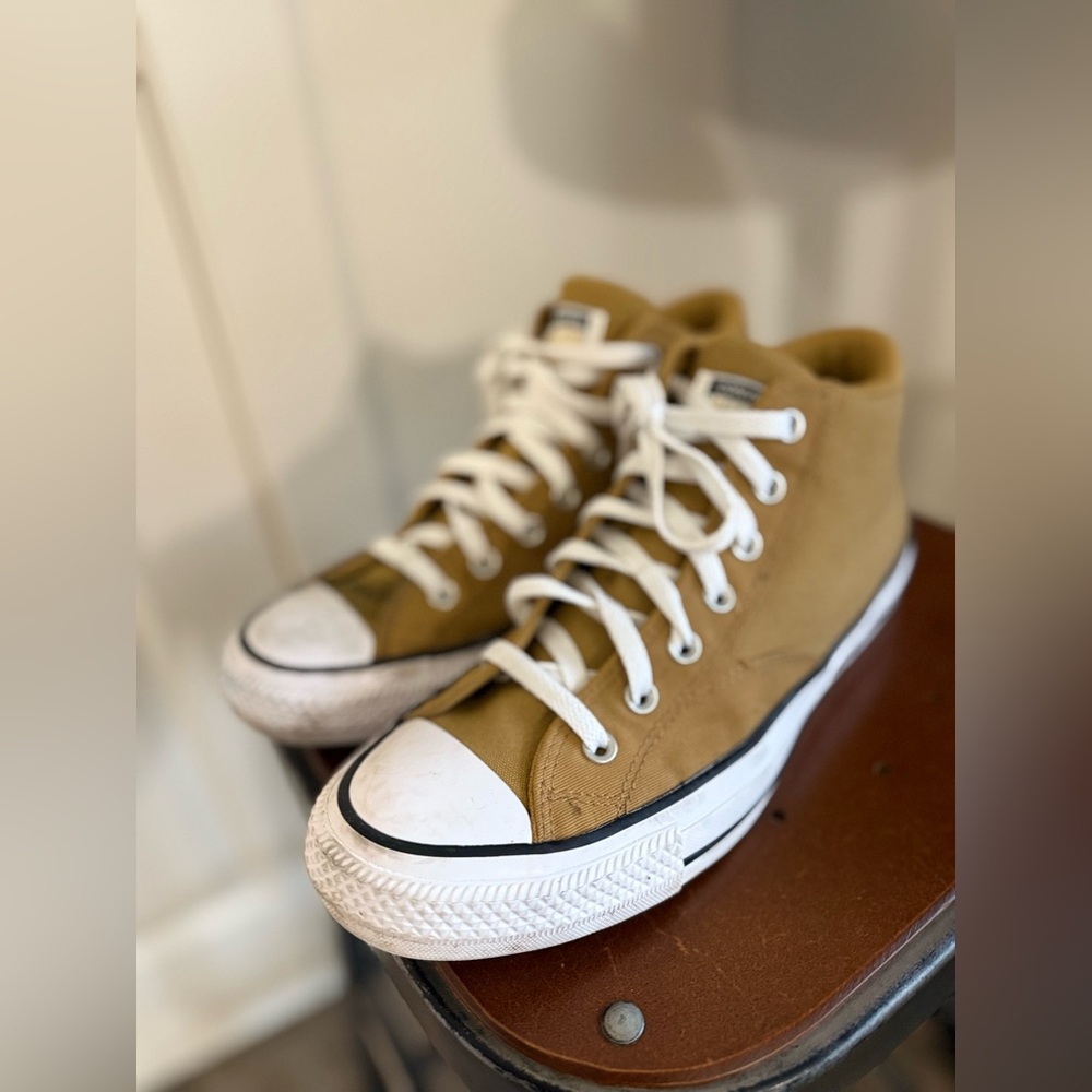 Converse High-Top Sneakers in Brown and White